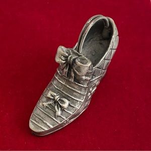 Rare Vintage Pewter Heavy Victorian Shoe Place Card Holder